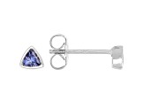 Blue Cubic Zirconia Rhodium Over Sterling Silver Stud Earrings 0.31ctw