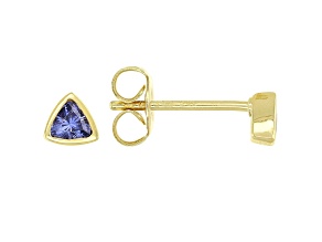 Blue Cubic Zirconia 18K Yellow Gold Over Sterling Silver Stud Earrings 0.31ctw
