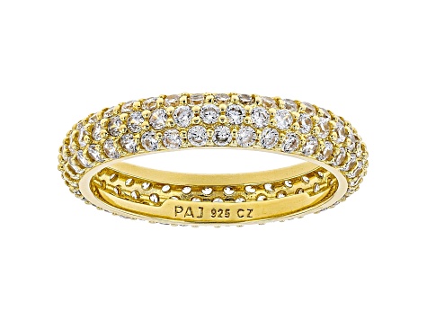 White Cubic Zirconia 18k Yellow Gold Over Sterling Silver Eternity Band Ring 2.56ctw