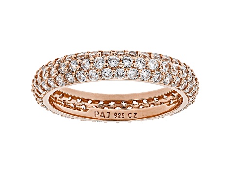 White Cubic Zirconia 18k Rose Gold Over Sterling Silver Eternity Band Ring 2.56ctw