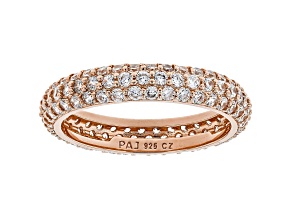 White Cubic Zirconia 18k Rose Gold Over Sterling Silver Eternity Band Ring 2.56ctw