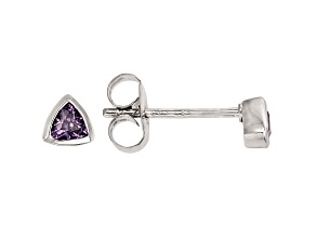 Purple Cubic Zirconia Rhodium Over Sterling Silver Triangle Stud Earrings 0.33ctw