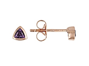Purple Cubic Zirconia 18K Rose Gold Over Sterling Silver Triangle Stud Earrings 0.33ctw