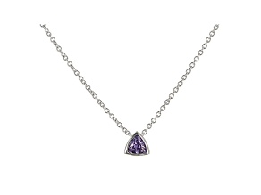 Purple Cubic Zirconia Rhodium Over Sterling Silver Triangle Necklace 0.38ctw