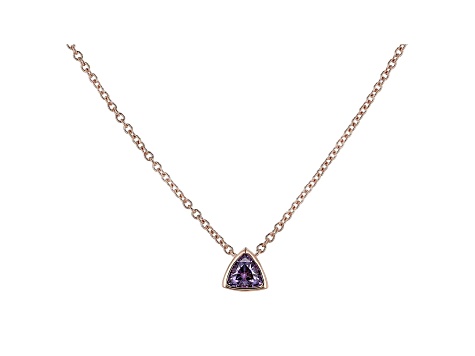 Purple Cubic Zirconia 18K Rose Gold Over Sterling Silver Triangle Necklace 0.38ctw