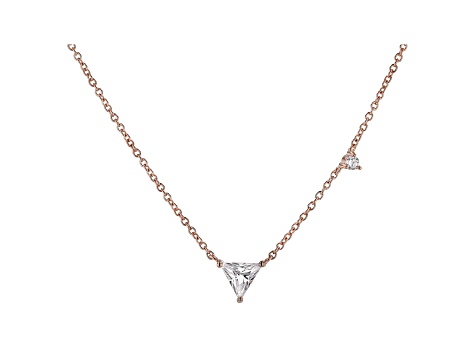 White Cubic Zirconia 18K Rose Gold Over Sterling Silver Triangle Necklace 0.70ctw