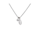 White Cubic Zirconia Rhodium Over Sterling Silver Leaf Pendant With Chain 0.10ctw