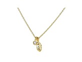 White Cubic Zirconia 18K Yellow Gold Over Sterling Silver Leaf Pendant With Chain 0.10ctw