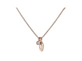 White Cubic Zirconia 18K Rose Gold Over Sterling Silver Leaf Pendant With Chain 0.10ctw