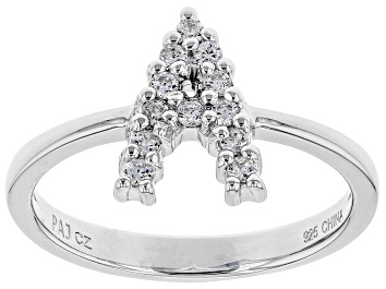 Picture of White Cubic Zirconia Rhodium Over Sterling Silver A Ring 0.32ctw