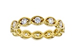 White Cubic Zirconia 18k Yellow Gold Over Sterling Silver Eternity Band Ring 1.24ctw