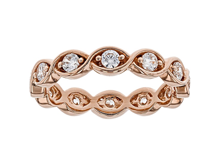 White Cubic Zirconia 18k Rose Gold Over Sterling Silver Eternity Band Ring 1.24ctw