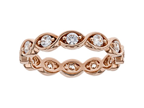 White Cubic Zirconia 18k Rose Gold Over Sterling Silver Eternity Band Ring 1.24ctw