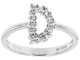 White Cubic Zirconia Rhodium Over Sterling Silver D Ring 0.35ctw