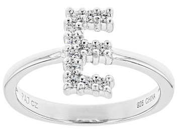 Picture of White Cubic Zirconia Rhodium Over Sterling Silver E Ring 0.32ctw
