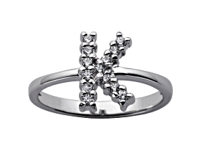 White Cubic Zirconia Rhodium Over Sterling Silver K Ring 0.35ctw
