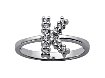 Picture of White Cubic Zirconia Rhodium Over Sterling Silver K Ring 0.35ctw