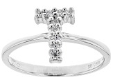 White Cubic Zirconia Rhodium Over Sterling Silver T Ring 0.24ctw