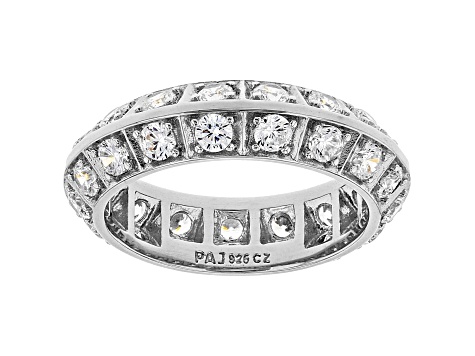 White Cubic Zirconia Rhodium Over Sterling Silver Eternity Band Ring 3.51ctw