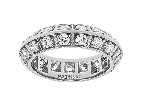 White Cubic Zirconia Rhodium Over Sterling Silver Eternity Band Ring 3.51ctw