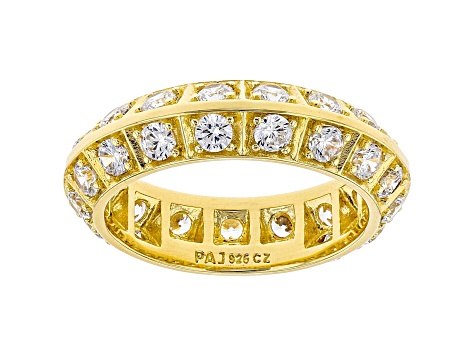 White Cubic Zirconia 18k Yellow Gold Over Sterling Silver Eternity Band Ring 3.51ctw