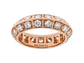 White Cubic Zirconia 18k Rose Gold Over Sterling Silver Eternity Band Ring 3.51ctw