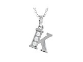 White Cubic Zirconia Rhodium Over Sterling Silver K Pendant With Chain 0.17ctw