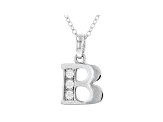 White Cubic Zirconia Rhodium Over Sterling Silver B Pendant With Chain 0.17ctw