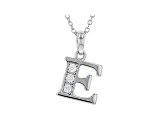 White Cubic Zirconia Rhodium Over Sterling Silver E Pendant With Chain 0.17ctw