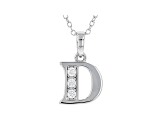 White Cubic Zirconia Rhodium Over Sterling Silver D Pendant With Chain 0.17ctw