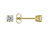 White Cubic Zirconia 18K Yellow Gold Over Sterling Silver Stud Earrings 0.81ctw