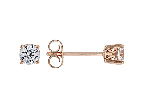 White Cubic Zirconia 18K Rose Gold Over Sterling Silver Stud Earrings 0.81ctw