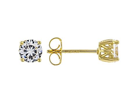 White Cubic Zirconia 18K Yellow Gold Over Sterling Silver Stud Earrings 1.62ctw
