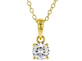White Cubic Zirconia 18K Yellow Gold Over Sterling Silver Pendant With Chain 0.81ctw