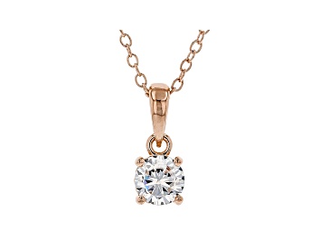 Picture of White Cubic Zirconia 18K Rose Gold Over Sterling Silver Pendant With Chain 0.81ctw