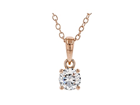 White Cubic Zirconia 18K Rose Gold Over Sterling Silver Pendant With Chain 0.81ctw