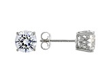 White Cubic Zirconia Rhodium Over Sterling Silver Stud Earrings 4.37ctw