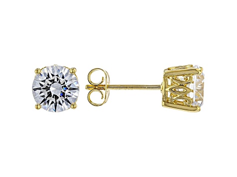 White Cubic Zirconia 18K Yellow Gold Over Sterling Silver Stud Earrings 4.37ctw
