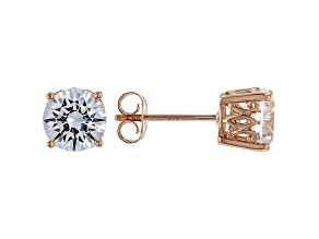 White Cubic Zirconia 18K Rose Gold Over Sterling Silver Stud Earrings 4.37ctw