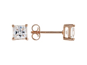 White Cubic Zirconia 18K Rose Gold Over Sterling Silver Stud Earrings 2.14ctw