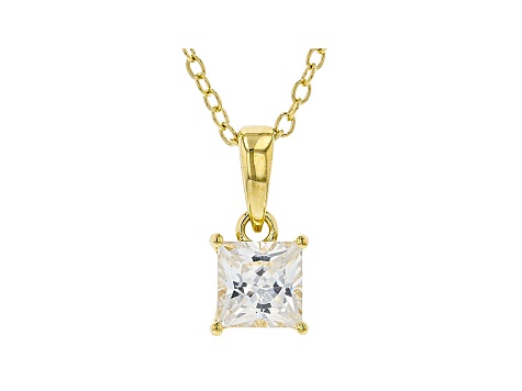 White Cubic Zirconia 18K Yellow Gold Over Sterling Silver Pendant With Chain 1.07ctw