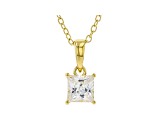 White Cubic Zirconia 18K Yellow Gold Over Sterling Silver Pendant With Chain 1.07ctw