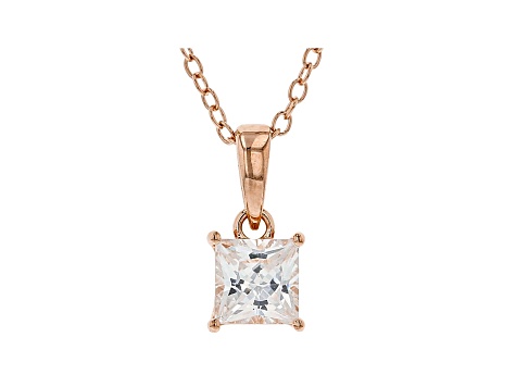 White Cubic Zirconia 18K Rose Gold Over Sterling Silver Pendant With Chain 1.07ctw