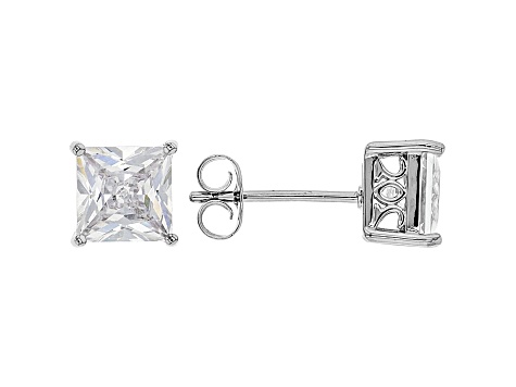 White Cubic Zirconia Rhodium Over Sterling Silver Stud Earrings 3.37ctw