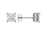 White Cubic Zirconia Rhodium Over Sterling Silver Stud Earrings 3.37ctw