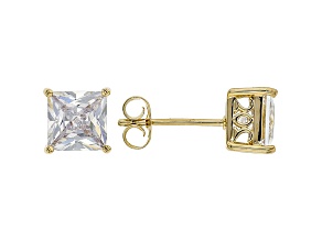 White Cubic Zirconia 18K Yellow Gold Over Sterling Silver Stud Earrings 3.37ctw