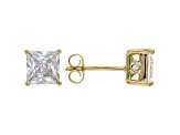 White Cubic Zirconia 18K Yellow Gold Over Sterling Silver Stud Earrings 3.37ctw