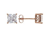 White Cubic Zirconia 18K Rose Gold Over Sterling Silver Stud Earrings 3.37ctw