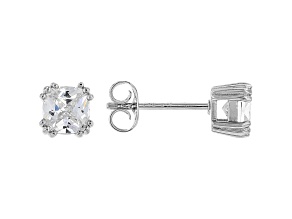 White Cubic Zirconia Rhodium Over Sterling Silver Stud Earrings 1.84ctw