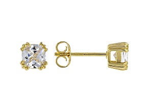 White Cubic Zirconia 18K Yellow Gold Over Sterling Silver Stud Earrings 1.84ctw